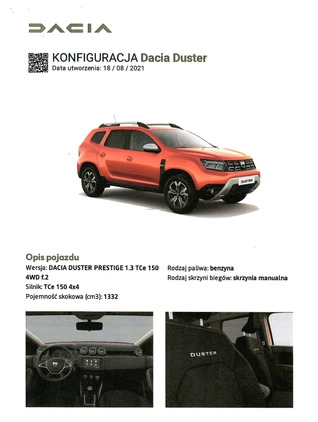 Dacia Duster cena 89900 przebieg: 19100, rok produkcji 2021 z Kraków małe 154